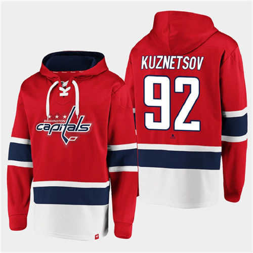 Washington Capitals #92 Evgeny Kuznetsov Red All Stitched Sweatshirt Hoodie